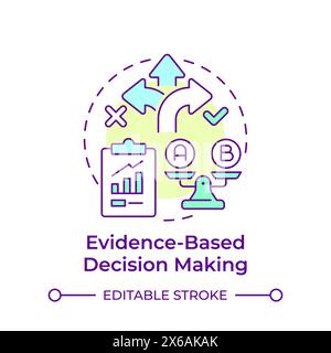 Evidence-based decision making multi color concept icon Stock Vector