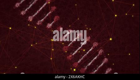 Image of dna strand over shapes Stock Photo
