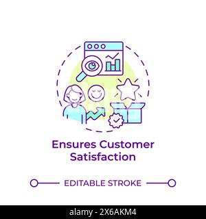 Ensures customer satisfaction multi color concept icon Stock Vector