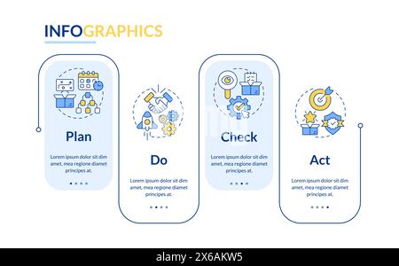 PDCA rectangle infographic template Stock Vector