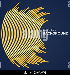 Abstract background with yellow lines. Yellow circles with place for your text  on a dark blue background. Stock Vector