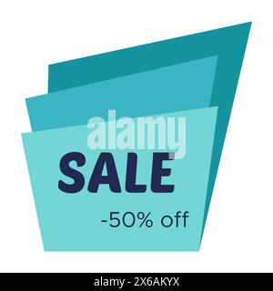 Sale sticker with abstract green geometric forms. Vector illustration Stock Vector