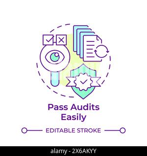 Pass audits easily multi color concept icon Stock Vector
