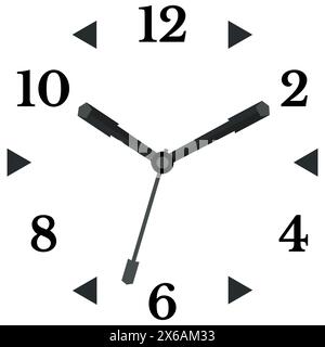 Vector illustration of mechanical clock. Clock face on white background. Stock Vector