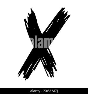 Hand drawn cross symbol. Black sketch cross symbol on white background. Vector illustration Stock Vector