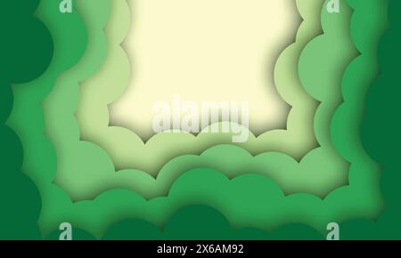Abstract  Background with Green Paper Cut shapes banner design. Vector illustration Stock Vector