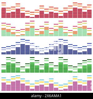 Sound waves vector set. Audio equalizer. Sound & audio waves isolated on white background. Stock Vector