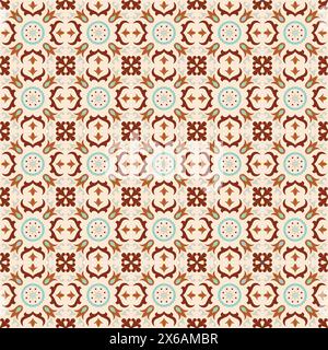 Spanish tile pattern, Moroccan tiles design, seamless black and white background - Azulejo Stock Vector