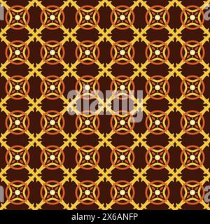 Spanish or Portuguese vector tile pattern, Lisbon floral mosaic, Mediterranean seamless brown ornament Ornamental tile background, background inspired Stock Vector