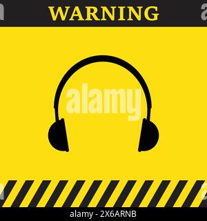 Warning high noise area, use proper ear protection Stock Vector