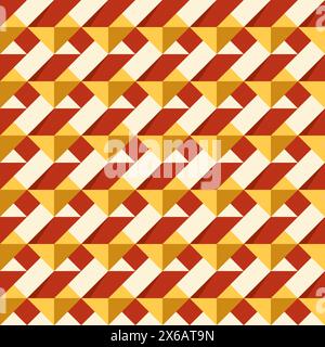 Simple geometric seamless pattern with red and orange color Stock Vector