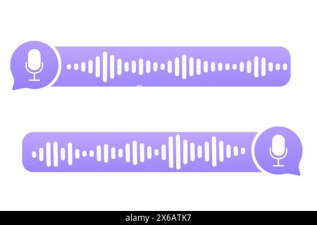 Sound record wave, talk, voice chat, phone app screen, audio player button isolated on white background. Simple media equalizer, podcast decibel sound track. Vector illustration Stock Vector