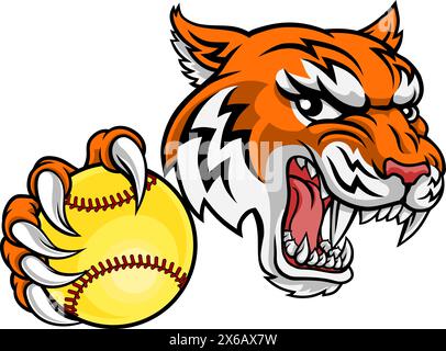 Tiger Softball Animal Sports Team Mascot Stock Vector