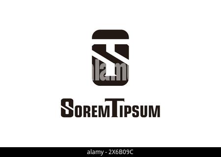 Letter ST logo icon design template elements for your application or corporate identity. S letter design concept with letter T in negative space. Stock Vector