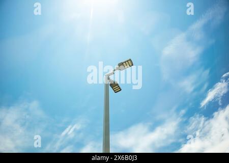 about solar lighting and lighting poles by emphasising the lighting Stock Photo