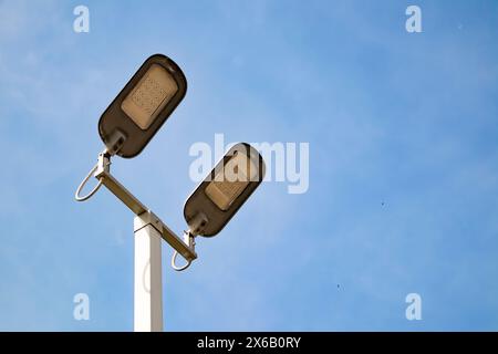 about solar lighting and lighting poles by emphasising the lighting Stock Photo