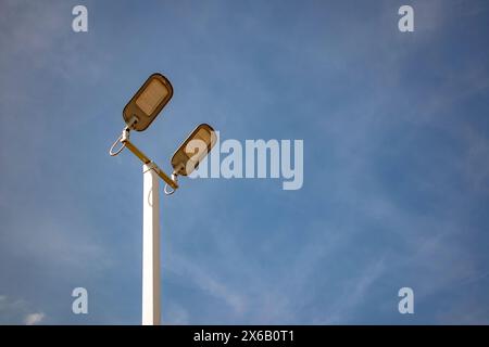 about solar lighting and lighting poles by emphasising the lighting Stock Photo