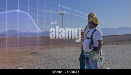 Image of data processing over rugby players at stadium Stock Photo