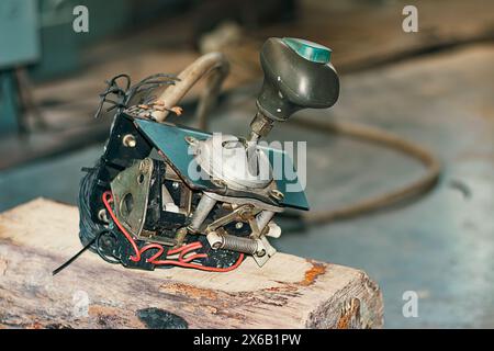 Repair and commissioning of tower cranes on joysticks and electrical systems Stock Photo