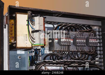 the transformer of elevator systems in the control panel for the source to the contractor. Stock Photo