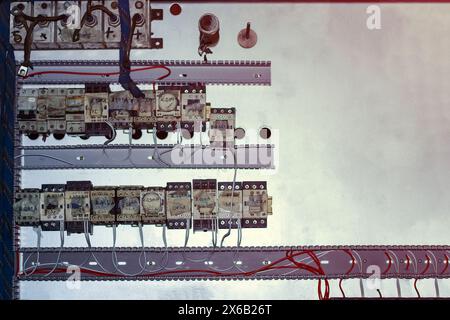 tasks for maintenance and condition of tower crane systems there are preparing for wiring cable at the workshop. Stock Photo