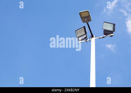 about solar lighting and lighting poles by emphasising the lighting Stock Photo