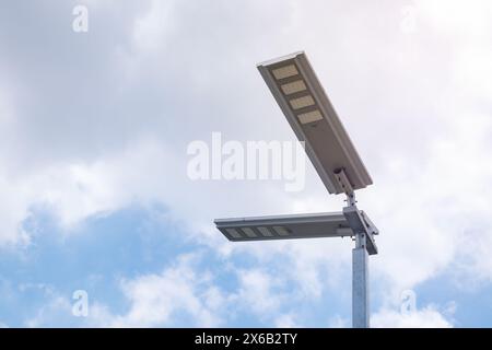 about solar lighting and lighting poles by emphasising the lighting Stock Photo