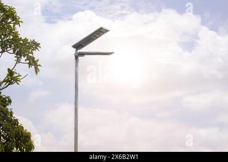 about solar lighting and lighting poles by emphasising the lighting Stock Photo