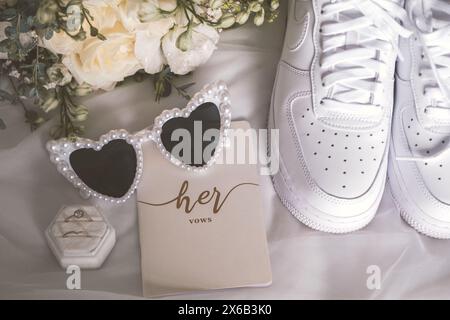 Wedding Details with Wedding Vows Stock Photo
