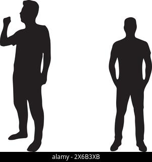 Two man silhouetted are standing. Stock Vector