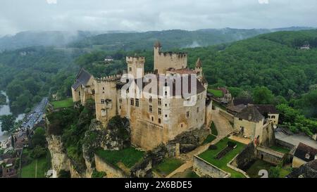 drone photo Beynac castle France Europe Stock Photo