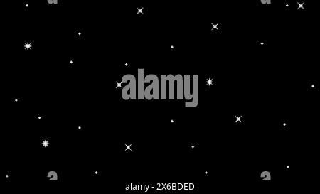 Pixel art starry sky background. Black night background with shiny stars. Outer space 8bit texture. Vector cosmic backdrop Stock Vector