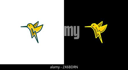 Logo symbol bird shape combined with lightning bolt shape, or military patch, esport, graphic tshirt, brand or any other purpose Stock Vector