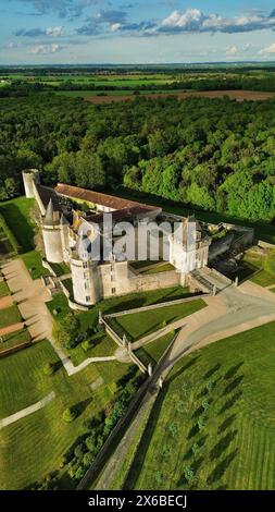 drone photo la Roche Courbon castle France Europe Stock Photo