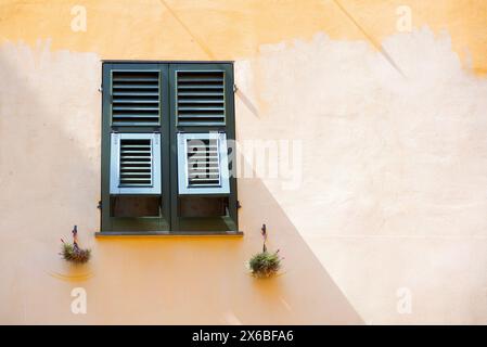 Window with wooden shutters Stock Photo