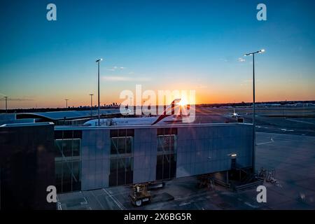 Sunset over Perth airport, Western Australia Stock Photo