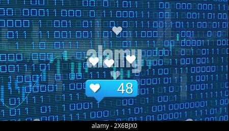 Image of social media icons over data processing Stock Photo