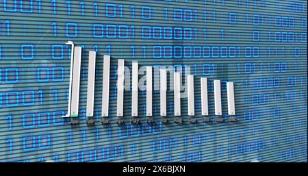 Image of financial graph over data processing Stock Photo