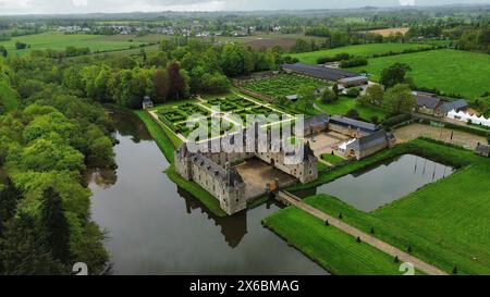 drone photo Rocher Portail castle France Europe Stock Photo