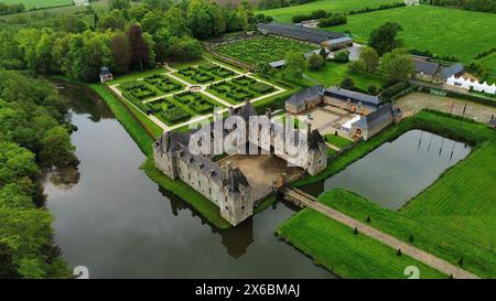 drone photo Rocher Portail castle France Europe Stock Photo