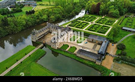 drone photo Rocher Portail castle France Europe Stock Photo