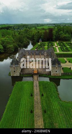 drone photo Rocher Portail castle France Europe Stock Photo