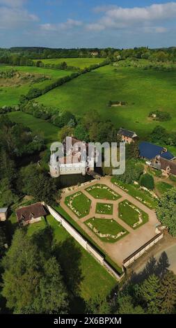 drone photo Saint-Germain-de-Livet castle France Europe Stock Photo