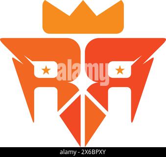 Letter RR Crown Icon Logo Design Element. Abstract Letter RR Crown Logo Template. RR letter with king owl head design concept. Stock Vector