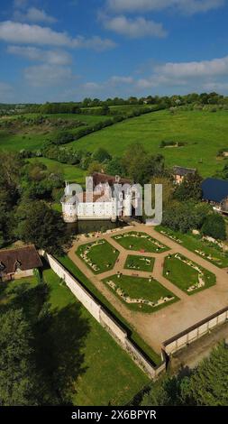 drone photo Saint-Germain-de-Livet castle France Europe Stock Photo