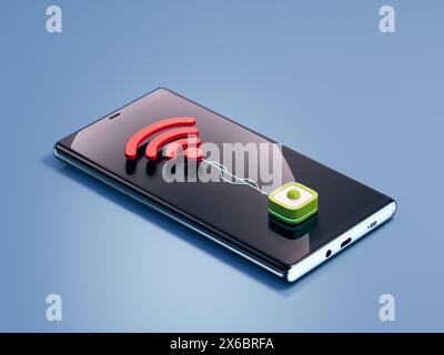 Wifi connection device icon on smart phone Stock Photo