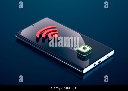 Wifi connection device icon on smart phone Stock Photo