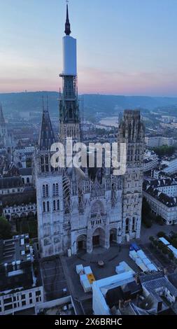 drone photo Rouen cathedral France Europe Stock Photo