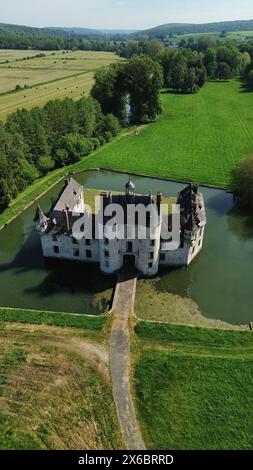 drone photo Pont-Saint-Pierre castle France Europe Stock Photo