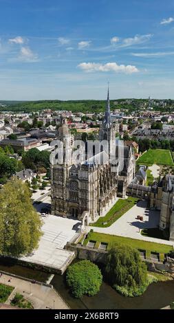 drone photo Evreux cathedral France Europe Stock Photo